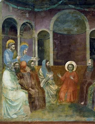 Jeesus temppelissä lääkäreiden keskuudessa, yksityiskohta Kristuksen elämästä ja kärsimyksestä, Giotto
