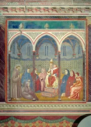 Pyhä Franciscus saarnaa paavi Honorius III:lle, 1297-1299