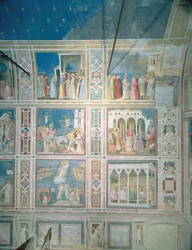 Näkymä freskoista vasemmalla seinällä, n. 1303-05 (restauroinnin jälkeinen)