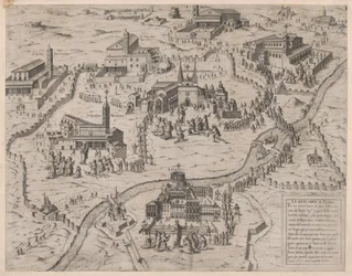 Rooman loiston peili: Rooman seitsemän kirkkoa Le Sette Chiese di Roma, 1575, 1575.