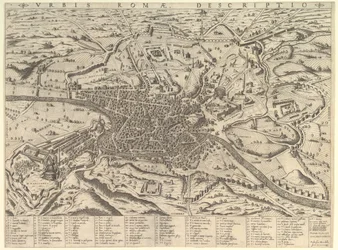 Rooman loiston peili: näkymä nykyaikaiseen Roomaan lännestä, 1590.