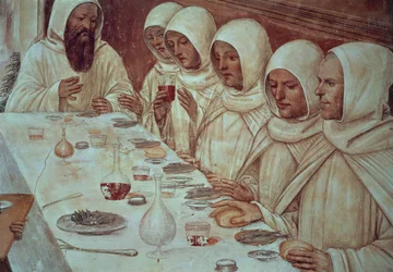 Pyhä Benedictus hankki runsaasti jauhoja ja ruokki munkkeja, yksityiskohta Pyhän Benedictin elämästä