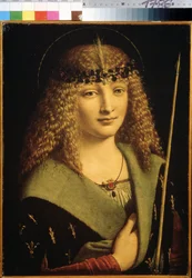 ""Nuoren muotokuva pyhän Sebastianina" (nuoren muotokuva Pyhänä Sebastianina) Giovanni Antonio Boltraffion (Beltraffio) (1467-1516) maalaus noin 1500 Pushkin-museo, Moskova