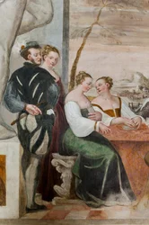 Korttipeli, pääsali, n. 1570 (fresko)