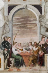 Korttipeli, pääsali, n. 1570 (fresko)
