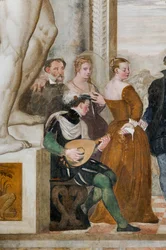 Kutsu tanssiin, pääsali, n. 1570 (fresko)