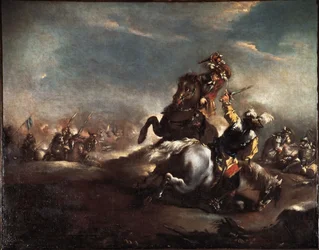 Ritarien kaksintaistelu (Knights fighting) Giovanni Antonio Guardin (1699-1760) maalaus Venetsian museo Correr