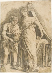 Judith Holofernesin pään kanssa