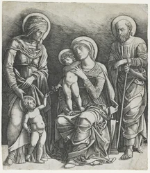 Pyhä perhe ja Johannes-lapsi, noin 1495-1505 (kaiverrus).