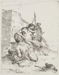 Satyr-perhe obeliskin kanssa, Venetsia, n.1765 (etsaus)