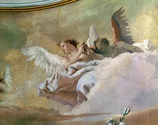 Glory of Angels, kirjoittanut Giovanni Battista Tiepolo (1696-1770), fresko, yksityiskohta, Puhtauden oratorio, Udine