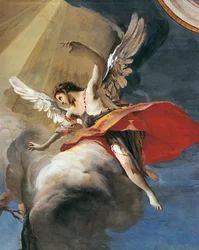 Giovanni Battista Tiepolon (1696-1770) Iisakin uhri, fresko, yksityiskohta, patriarkaalinen palatsi, vierassali, Udine