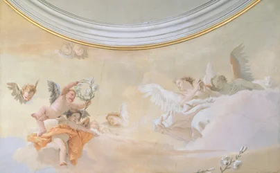 Taivaaseenotto, Giambattista Tiepolo (1696-1770), fresko, yksityiskohta, Puhtauden oratorio, Udine