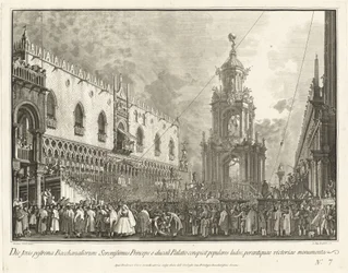 Doge osallistuu Fat Torstai -festivaaliin Piazzettassa, 17631766.