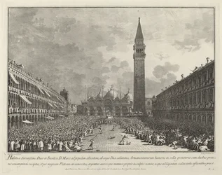 Dogea kuljetetaan Piazza San Marcon ympärillä, 17631766.