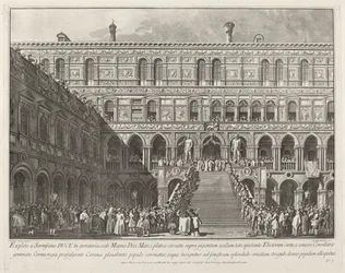 Herttuapalatsin Scala dei Gigantissa kruunattu doge, 17631766.