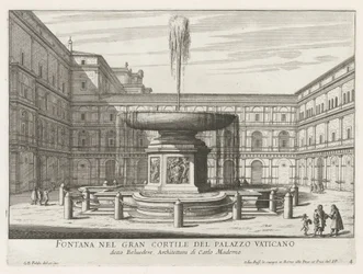 Fontein in de Cortile del Belvedere Vatikaanissa Suihkulähde Vatikaanin palatsin suurella pihalla (otsikko esineessä) Fountains of Rome (sarjan nimi) Fonteinen van Rome (sarjan nimi)