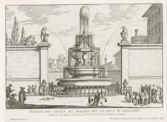 Fontein in de binnenplaats van Palazzo Taverna te Rome Suihkulähde Mr. Braccianon herttua (otsikko esineessä) Fountains of Rome (sarjan nimi) Fonteinen van Rome (sarjan nimi)