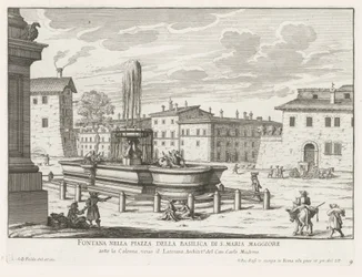 Fontein op Piazza di Santa Maria Maggiore te Roomassa Suihkulähde S. Maria Maggioren basilikan aukiolla (otsikko esineessä) Fountains of Rome (sarjan nimi) Fonteinen van Rome (sarjan nimi)