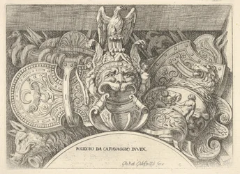Levy 4: Roomalaisten käsivarsien pokaalit koristeista toisen kerroksen ikkunoiden yläpuolella ..., 1656-58.