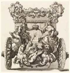 Takanäkymä Lord Catelmainen ensimmäisestä vaunusta, jonka Andrea Cornely rakensi vuonna 1686 Ciro Ferrin (1634-1689) jälkeen