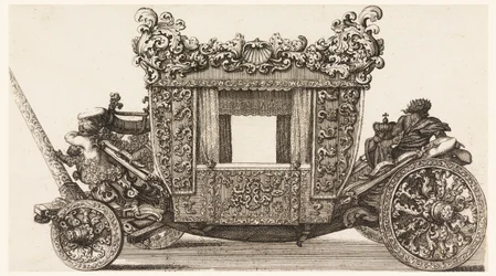 Sivukuva Lord Castelmainen ensimmäisestä vaunusta (1686), jonka Andrea Cornely rakensi vuonna 1686 Ciro Ferrin jälkeen, 1687-1700