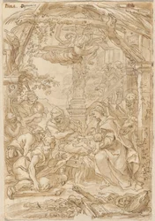 Paimenten palvonta, n.1680-1690 (tussipiirros).