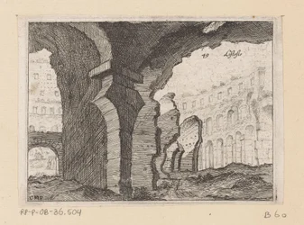 Rooman Colosseumin jäänteet Listesso (otsikko objektissa) Rooman näkymät (sarjan nimi) Alcune vedute et prospettive di luoghi dishabitati di Roma (sarjan nimi)