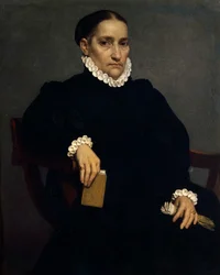 Mustiin pukeutuneen iäkkään naisen muotokuva, Giovanni Battista Moroni (noin 1525-1578)