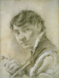 Miekkaa pitelevän nuoren miehen muotokuva, n. 1735