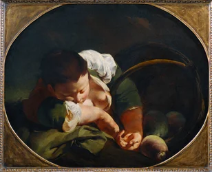 Sleeping farm girl (maalaus kankaalle)