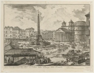 Näkymä Piazza della Rotondalle, Pantheonille ja obeliskille