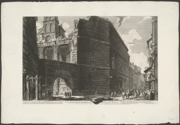 Forum van Augustus te Rome Näkymä Forum of Nervan jäännöksistä (otsikko esineessä) Gezichten op Rome (sarjan nimi) Näkymät Roomaan suunnitellut ja kaivertanut Giambattista Piranesi arkkitehti Ve (nez) iano (sarjan nimi)
