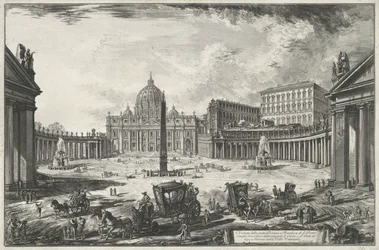 Vista de la plaça de Sant Pere amb la basílica de Sant Pere a la Ciutat del Vaticà Veduta della gran Piazza e Basilica di S. Pietr (...) (títol a l