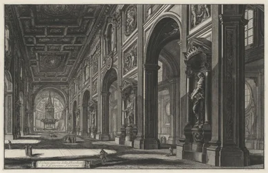 San Giovanni in Lateranon basilikan sisänäkymä (teoksesta Vedute di Roma)