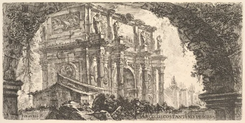 Kuvalaatta 9: Konstantinuksen riemukaari Roomassa (Arco di Costantino in Roma), teoksesta "Antichità Romane de
