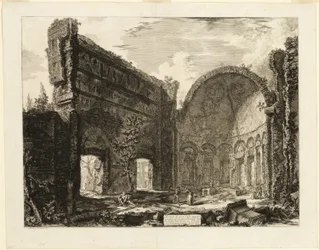 Hadrianuksen huvilan pretoriaanilinnoitukseen kuuluneen huoneen jäänteet, Tivoli, alkaen Views of Rome (Näkymiä Roomasta).