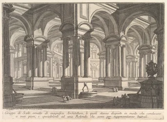 Portaikkoja koristaa upea arkkitehtuuri. . . Gruppo di Scale ornato di magnif..., ca. 1750