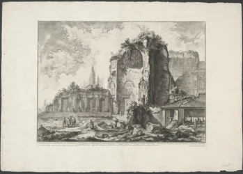 Tempel van Venus en Roma te Rome Näkymä kahden Triclinin jäännöksistä, jotka kuuluivat Neron kultaiseen taloon (...) (otsikko esineessä) Gezichten op Rome (sarjan nimi) Näkymät Roomaan suunnitellut ja kaivertanut Giambattista Piranesi arkkitehti Ve (nez) i