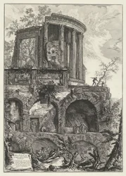 Tempel van Vesta te Tivoli Toinen näkymä Sibylin temppelistä Tivolissa (otsikko esineessä) Gezichten op Rome (sarjan nimi) Näkymät Roomaan suunnitellut ja kaivertanut Giambattista Piranesi arkkitehti Ve (nez) iano (sarjan nimi)