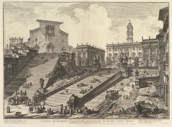 Capitol ja S. Marian portaat Aracoelissa Näkymä roomalaiselle Camipidogliolle ..., ca. 1775.