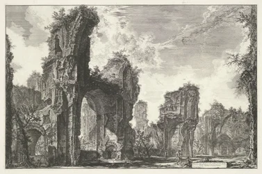 Thermen van Caracalla te Rooma Siston rauniot tai molemmat Antoninian kylpylän suuresta salista (otsikko esineessä) Gezichten op Rome (sarjan nimi) Näkymät Roomaan suunnitellut ja kaivertanut Giambattista Piranesi arkkitehti Ve (nez) iano (sarjan nimi)