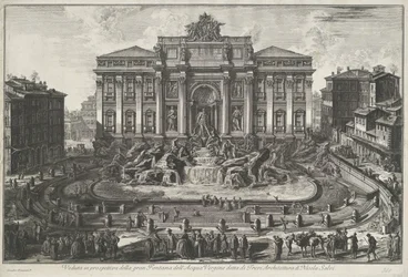 Trevifontein te Rooma Perspektiivinäkymä suureen Fontana dell