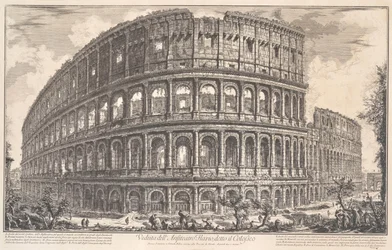 Näkymä Flavian amfiteatterille, joka tunnetaan nimellä Colosseum, 1757.