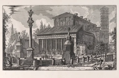 Näkymä San Lorenzo fuori delle Muran basilikalle Vedute di Romasta (näkymät Roomaan)