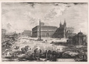 Näkymä aukiolle ja San Giovanni in Lateranon basilikalle (näkymä aukiolle ja San Giovanni in Lateranon basilikalle), Vedute di Romasta (näkymät Roomaan)