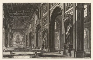 Sisäkuva San Giovanni Lateranon basilikasta Vedute di Romasta (näkymät Roomaan)