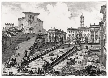 Näkymä Capitol-kukkulalle, "Views of Rome" -sarjasta, n. 1760