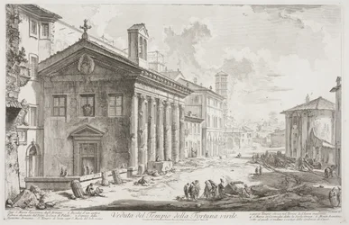 Näkymä Fortuna Viriliksen temppelistä, nykyisestä S. Maria Egiziacan armenialaisesta kirkosta, n. 1760-78 (etsaus)