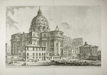 Näkymä Vatikaanin Pietarinkirkon ulkoseinästä, osoitteesta Views of Rome (Näkymiä Roomasta)